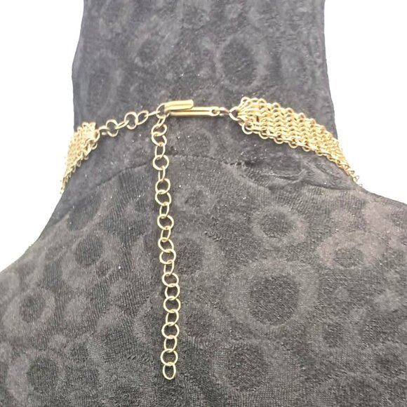 Ferrara Whiting and Davis Antique Brass Plated Ring Mesh with Crystal Cabochon - Picture 4 of 4